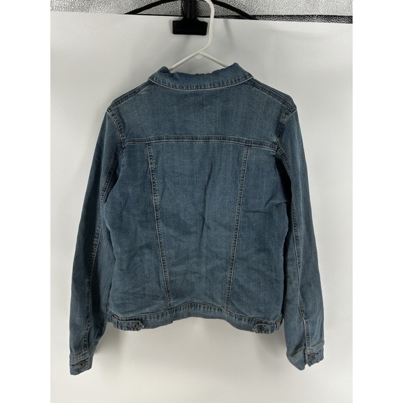 Wrangler Women's XL Blue Wash Vintage Denim Trucker Jacket Button Closure - Picture 4 of 10